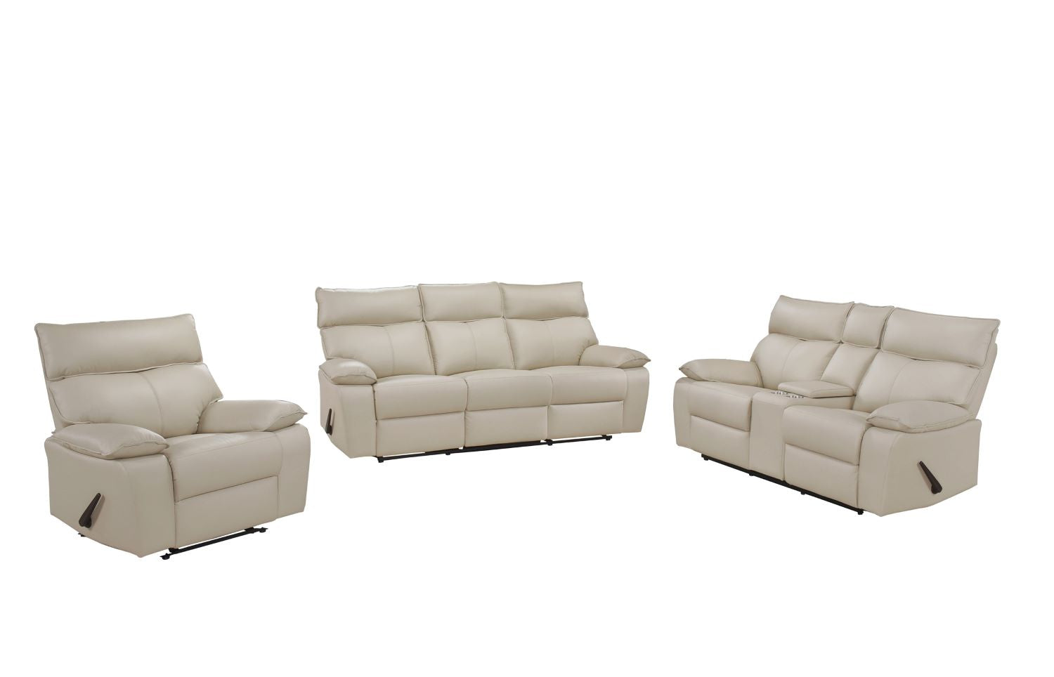 Kandra Top Grain Leather Manual Recliner Sofa Set with Lever 99087BEG
