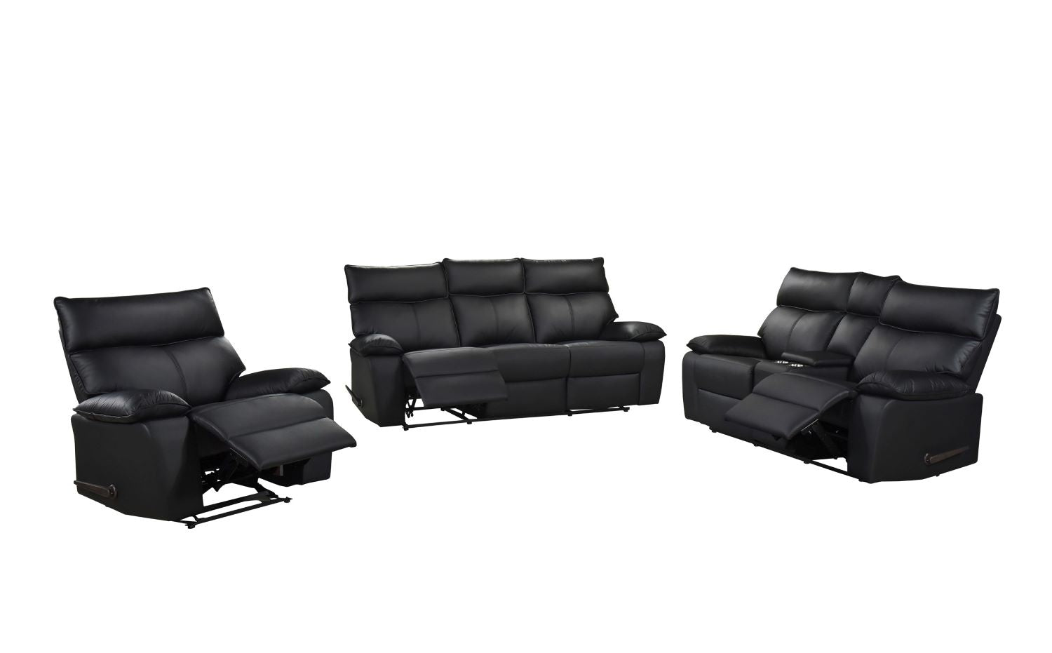 Kandra Top Grain Leather Manual Recliner Sofa Set with Lever 99087BLK