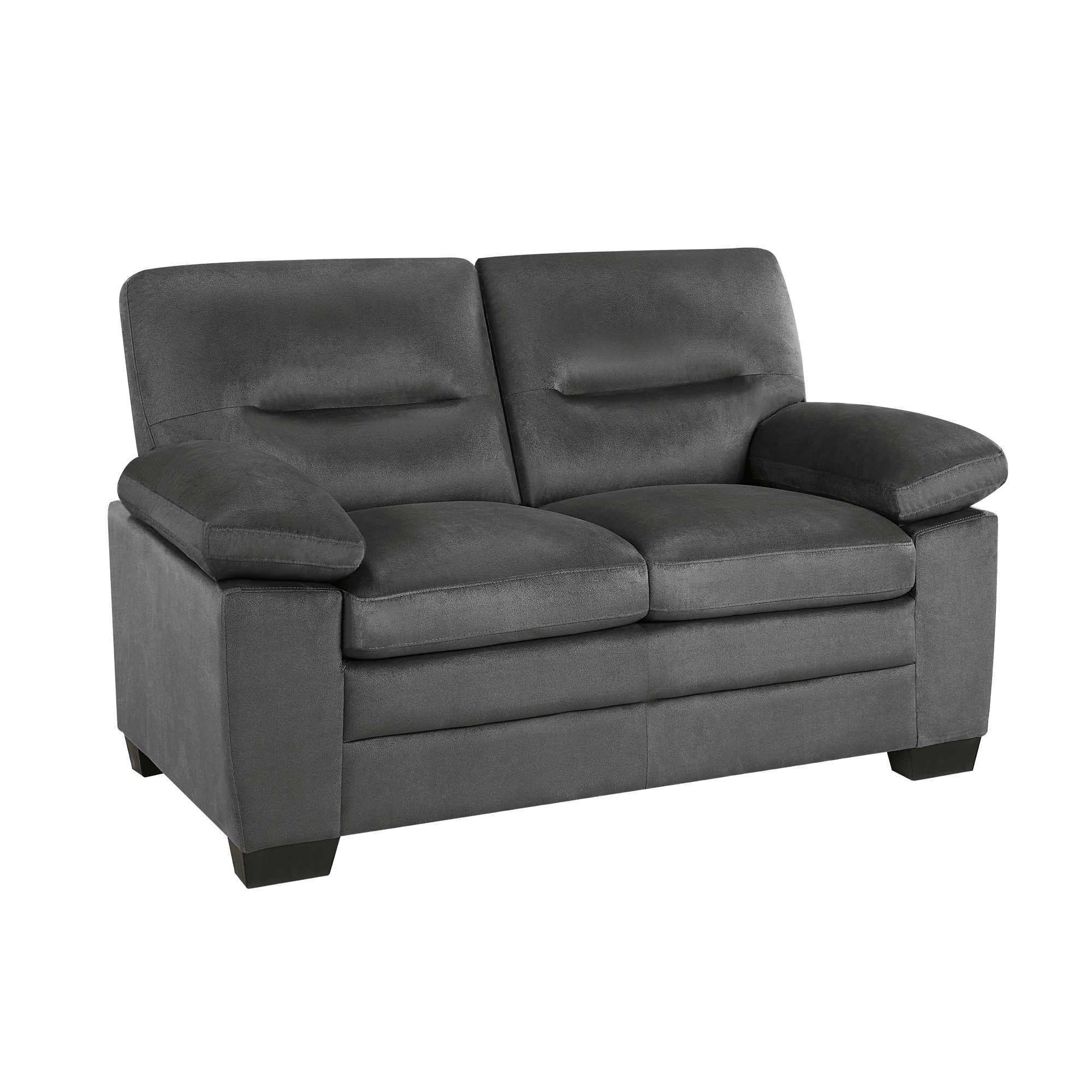 Keighly Fabric 2 PC Sofa Set Dark Grey 9328