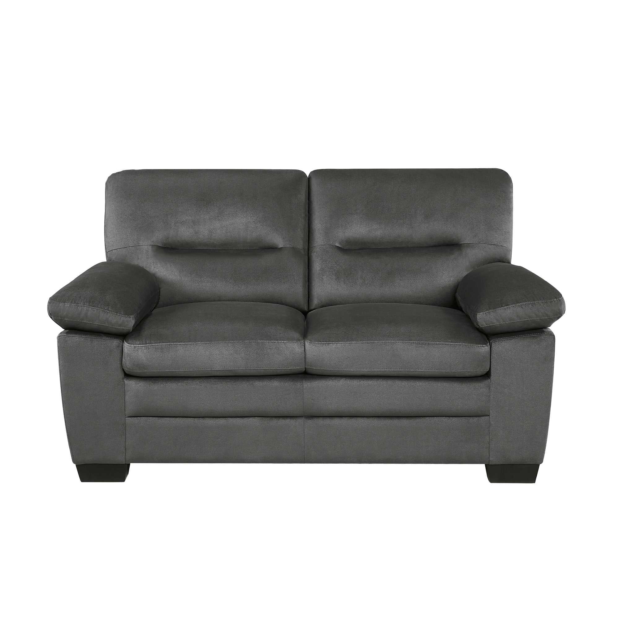 Keighly Fabric 3 PC Sofa Set Dark Grey 9328