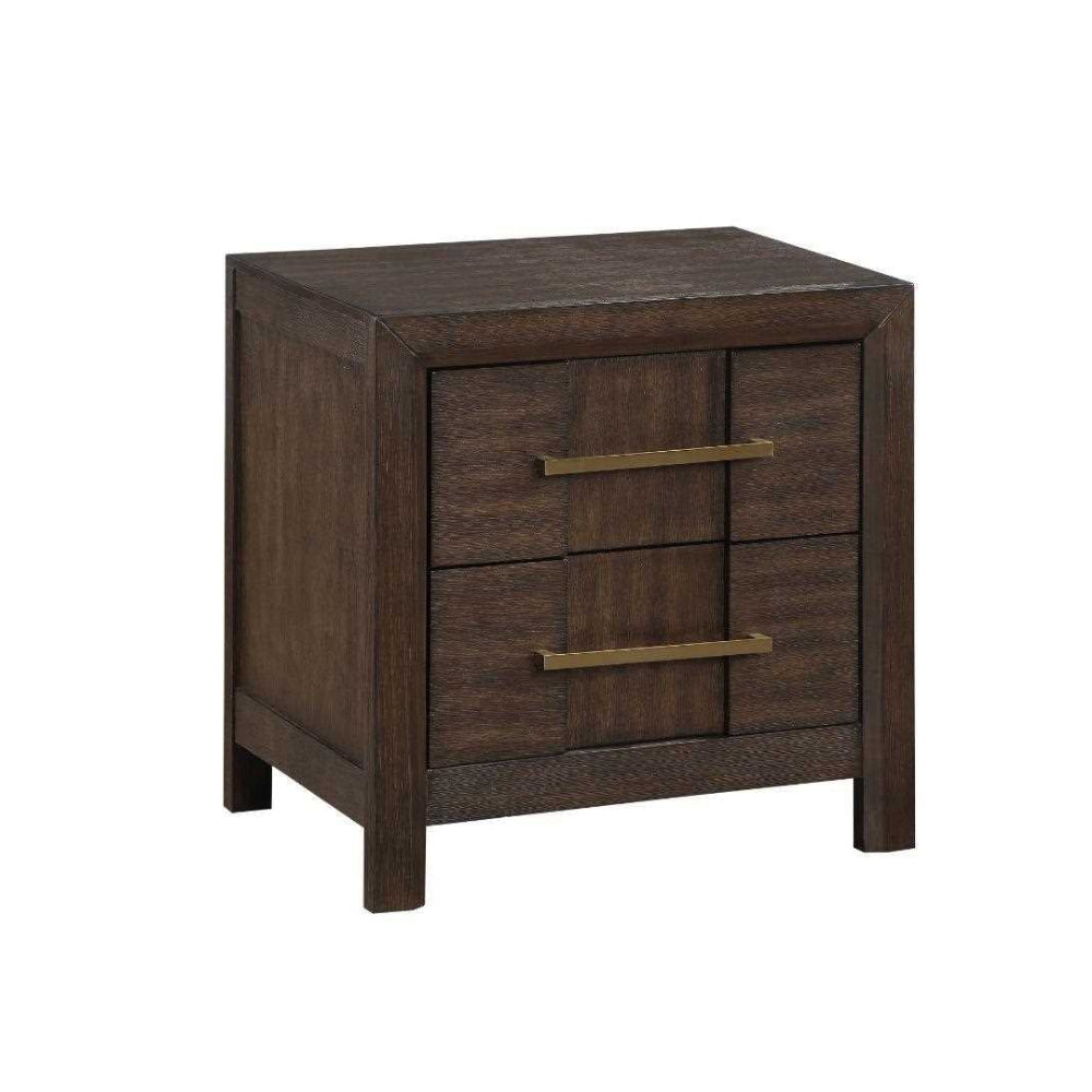 Kenzo Dark Walnut 6PC Bedroom Set With LED Bookcase Headboard and Bluetooth Speakers 1441