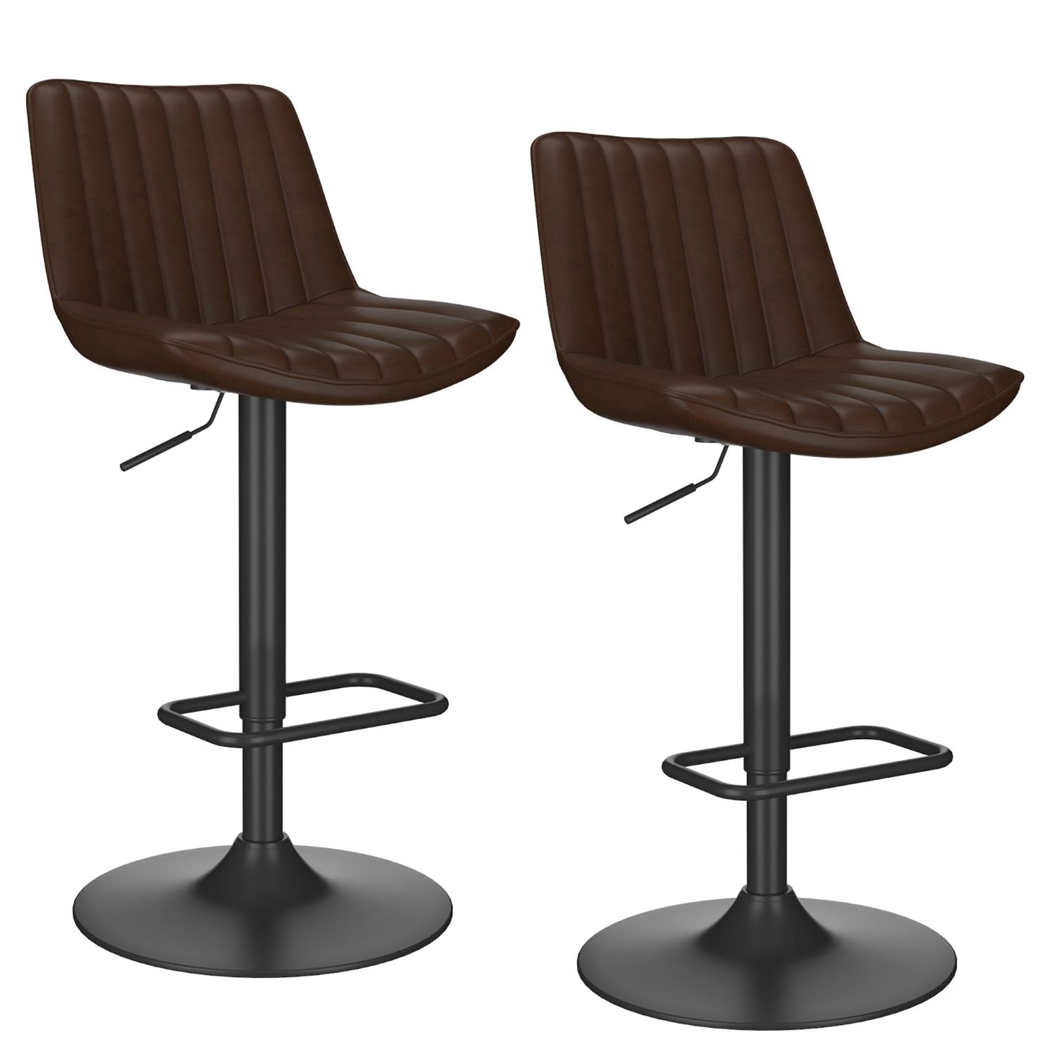 Kosi Adjustable Air-Lift Stool Set Of 2 in Brown 203-190BN