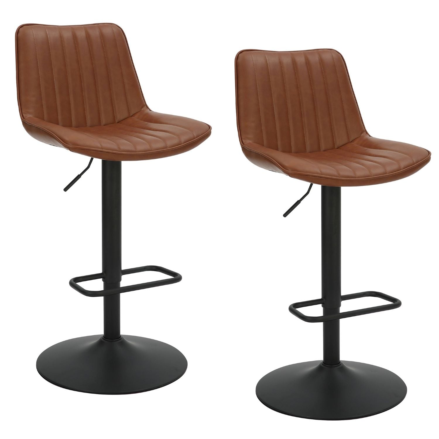 Kosi Adjustable Air-Lift Stool Set Of 2 in Saddle 203-190SD