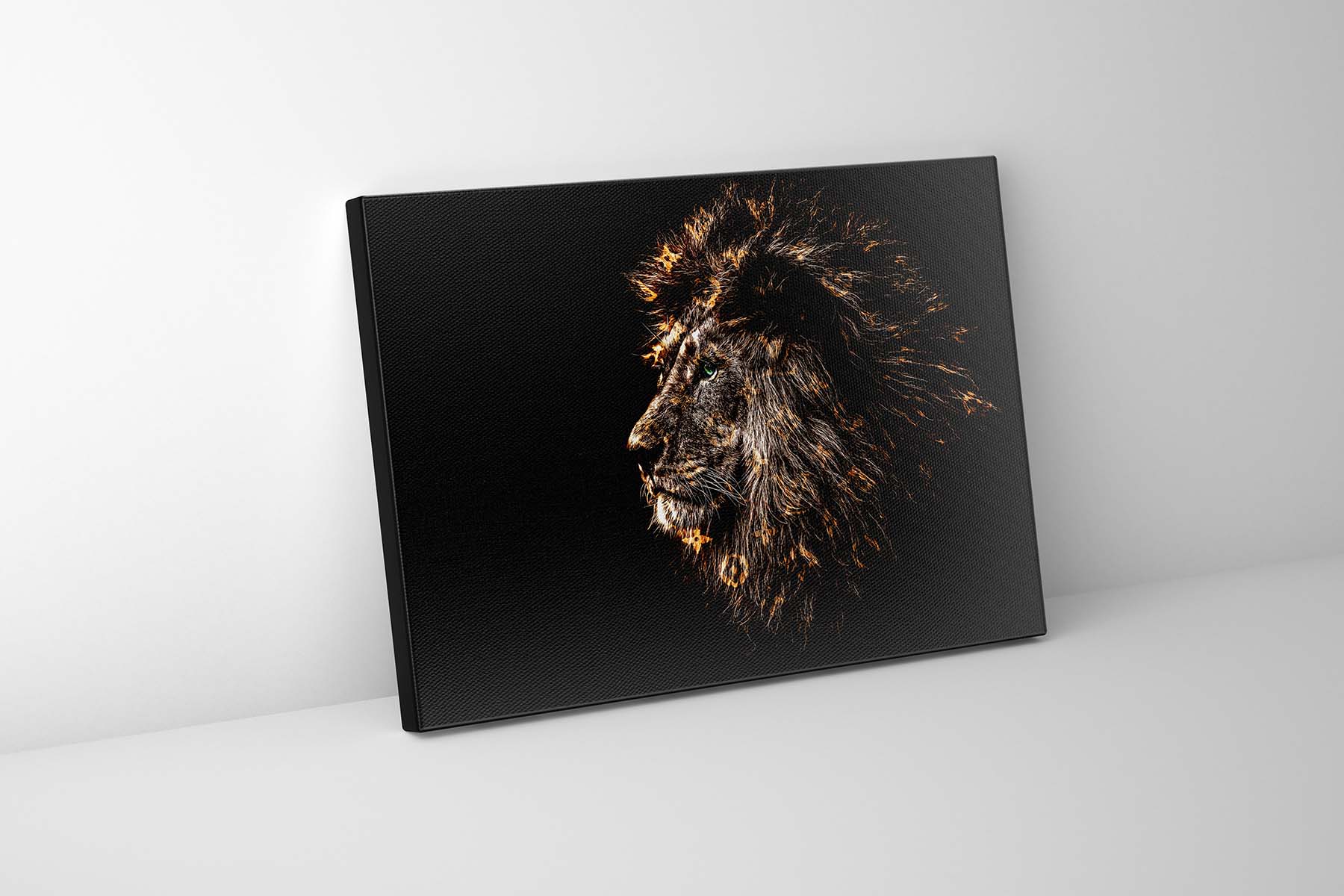 Gold Lion Portrait Canvas Art 36" x 48"