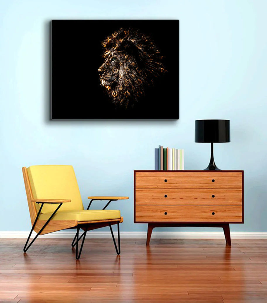Gold Lion Portrait Canvas Art 36" x 48"