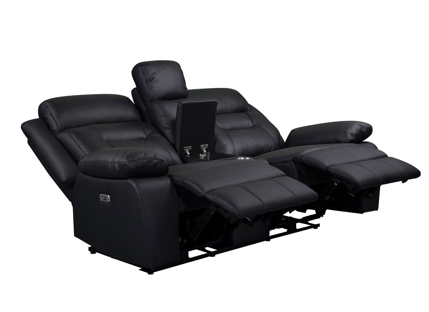 Laconia Genuine Top Grain Leather Power Recliner Sofa Sets Black 9629