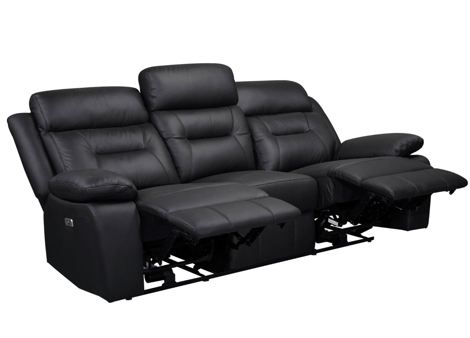 Laconia Genuine Top Grain Leather Power Recliner Sofa Sets Black 9629