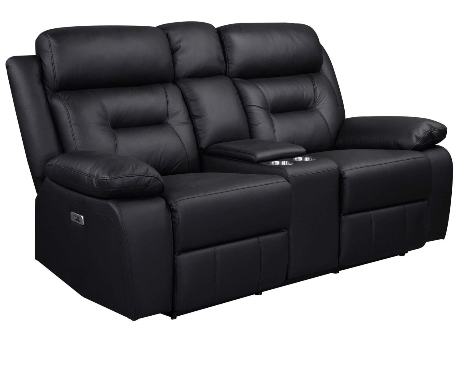 Laconia Genuine Top Grain Leather Power Recliner Sofa Sets Black 9629