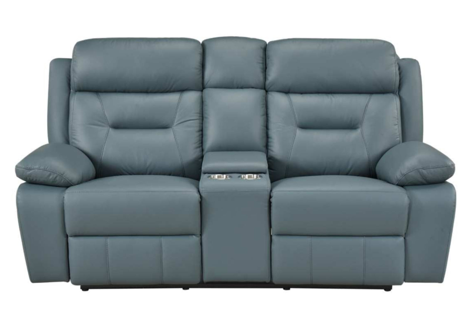 Laconia Genuine Top Grain Leather Power Recliner Loveseat Blue-Grey 9629