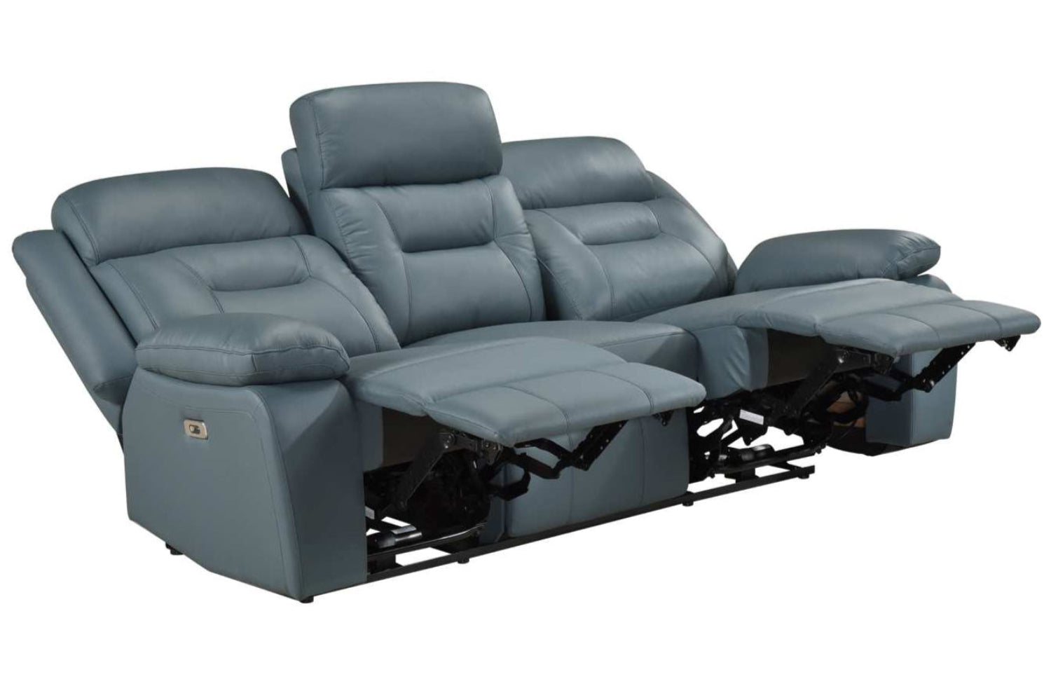 Laconia Genuine Top Grain Leather Power Recliner Sofa Blue-Grey 9629
