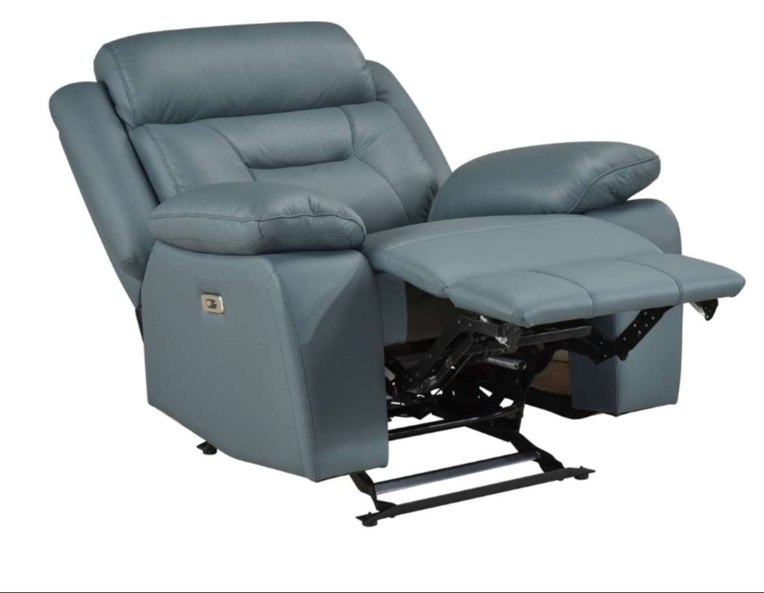 Laconia Genuine Top Grain Leather Power Recliner Chair Blue-Grey 9629