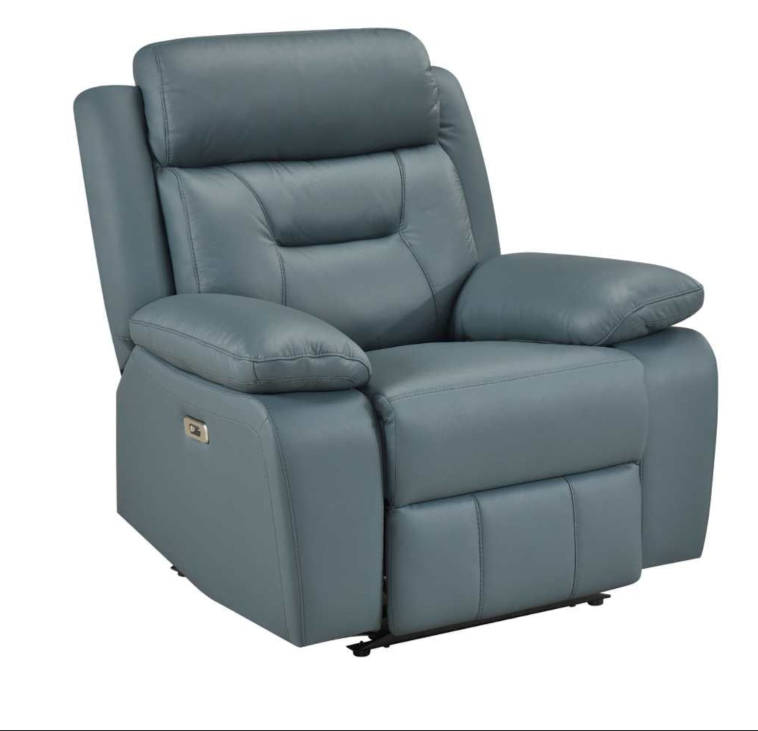Laconia Genuine Top Grain Leather Power Recliner Chair Blue-Grey 9629