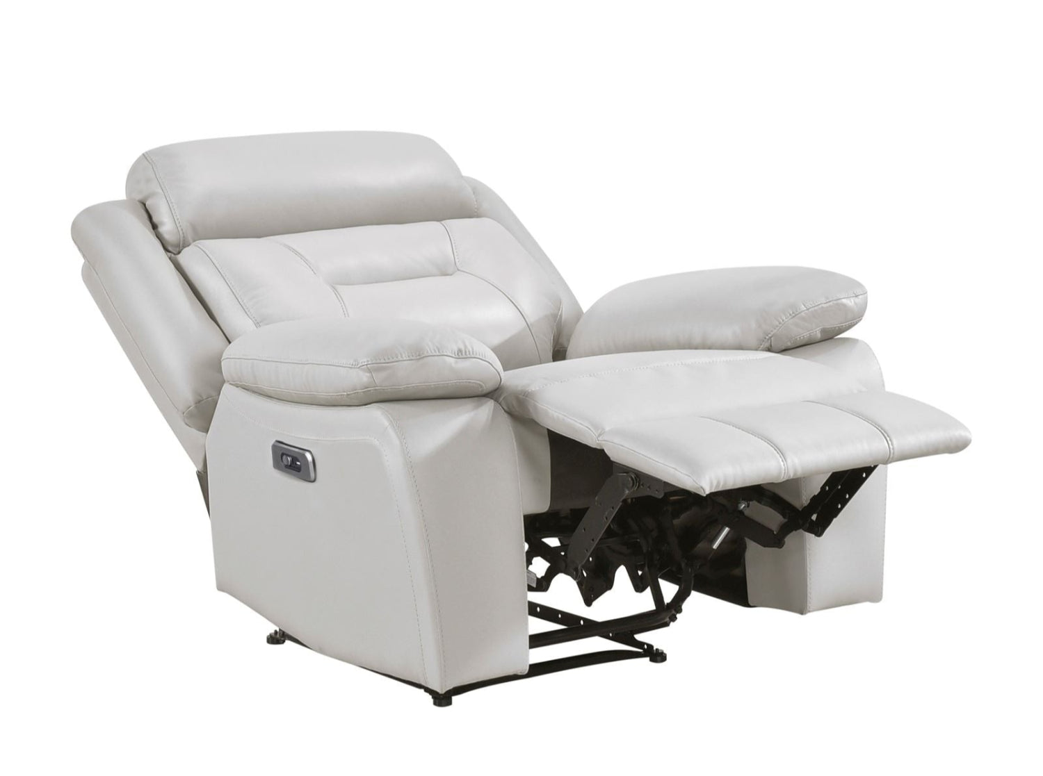 Laconia Genuine Top Grain Leather Power Recliner Chair Silver 9629