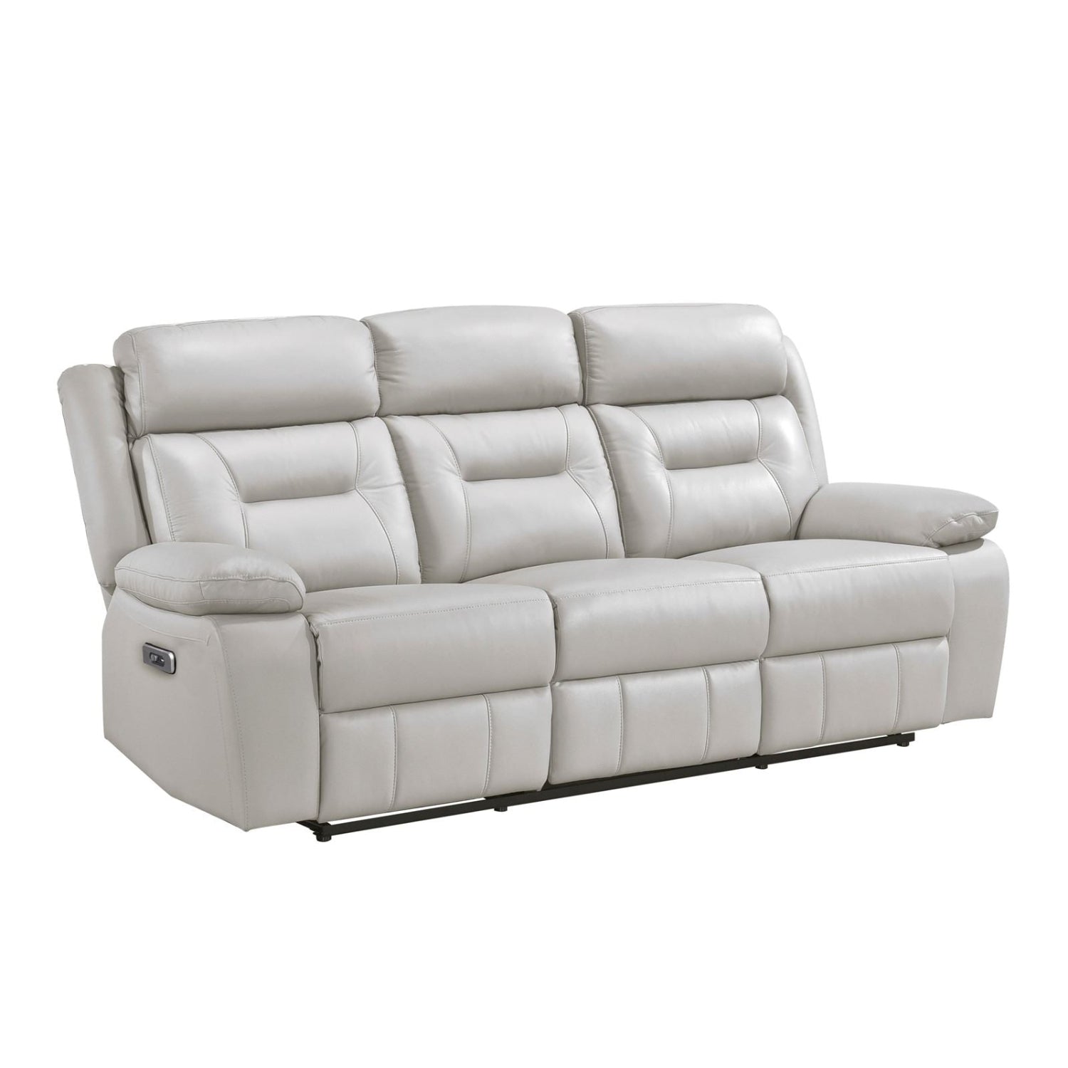 Laconia Genuine Top Grain Leather Power Recliner Sofa Silver 9629