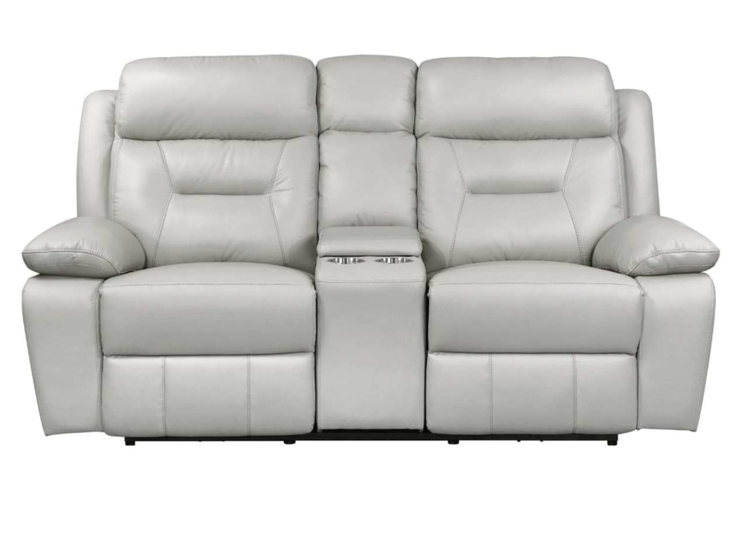 Laconia Genuine Top Grain Leather Power Recliner Loveseat Silver 9629