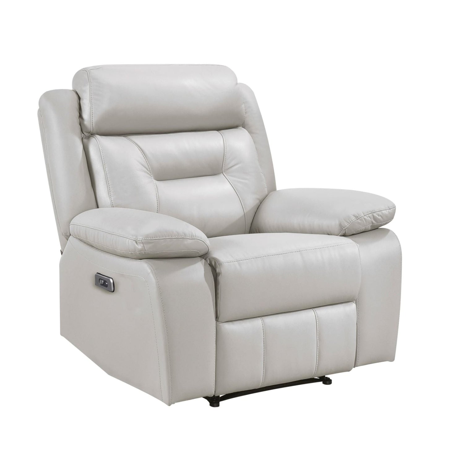 Laconia Genuine Top Grain Leather Power Glider Recliner Chair Silver 9629