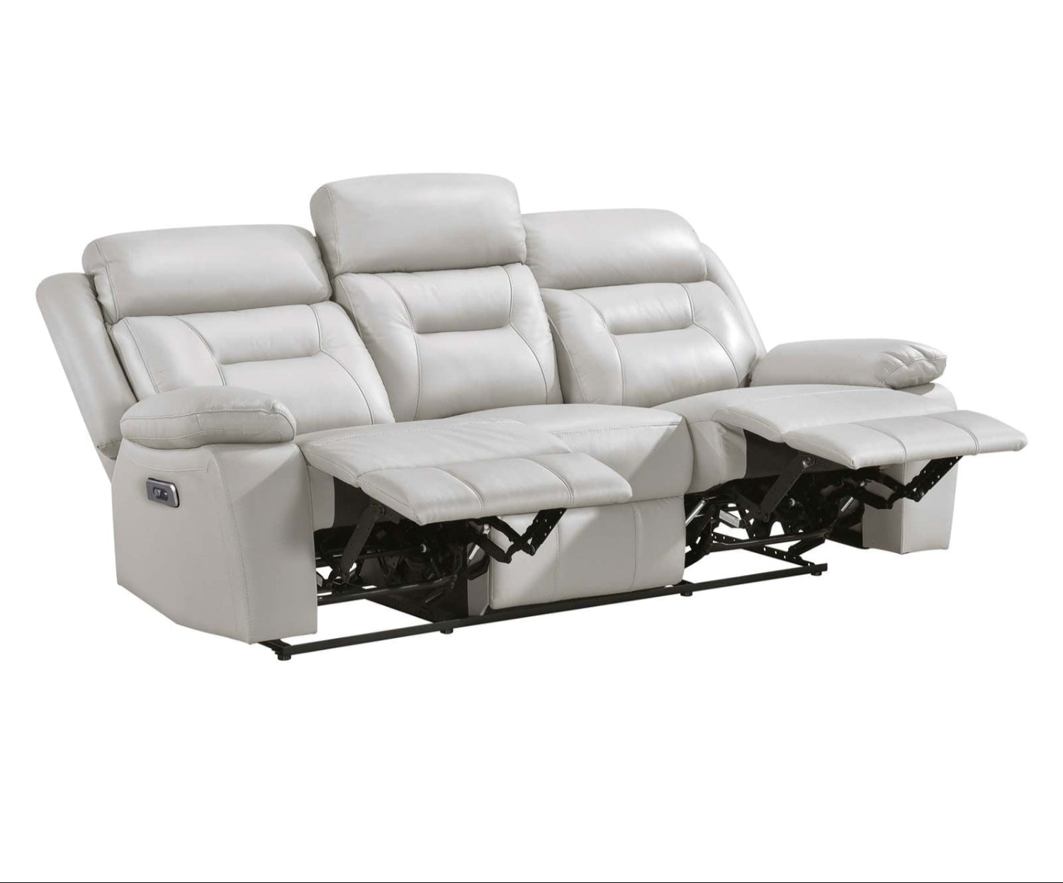 Laconia Genuine Top Grain Leather Power Recliner Sofa Silver 9629