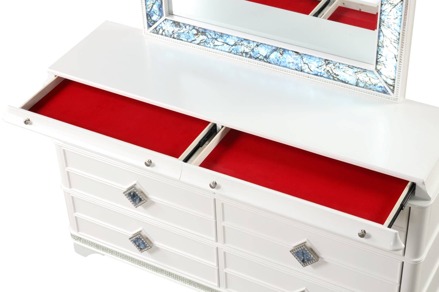 Laguna High-Gloss White Lacquer Finish Bedroom Set 1831