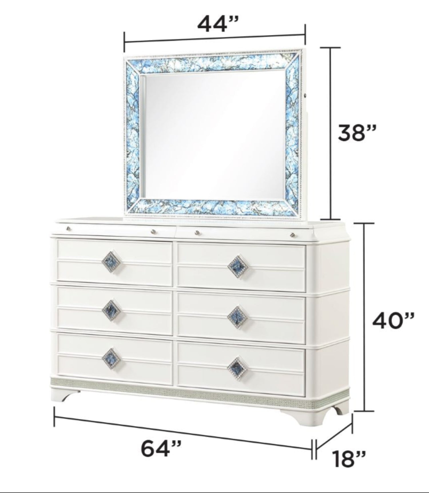Laguna High-Gloss White Lacquer Finish Bedroom Set 1831