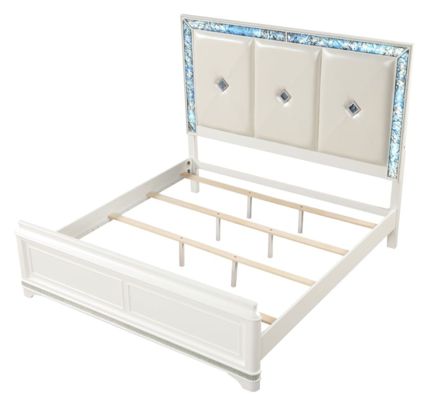 Laguna High-Gloss White Lacquer Finish Bed 1831