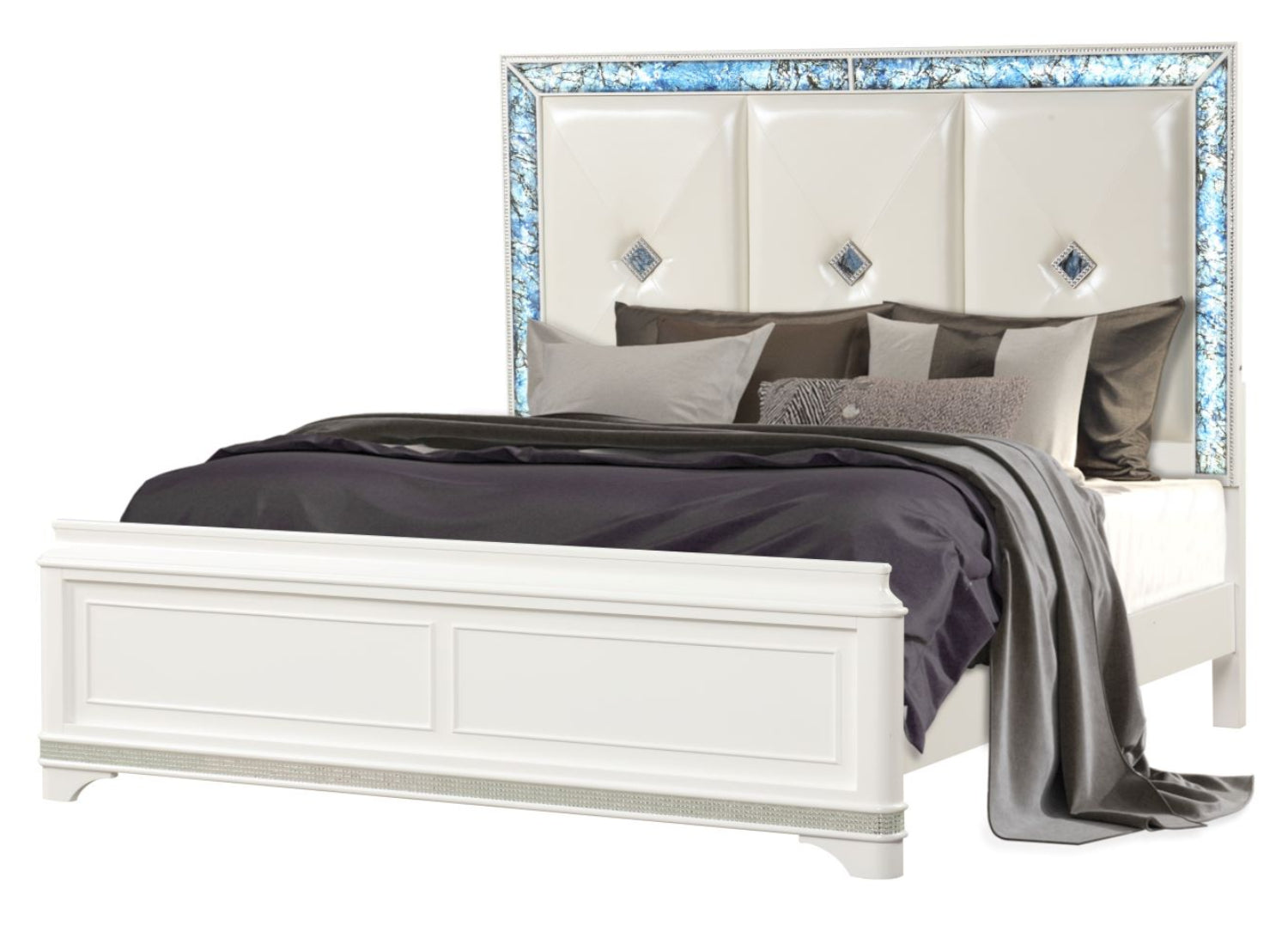 Laguna High-Gloss White Lacquer Finish Bed 1831