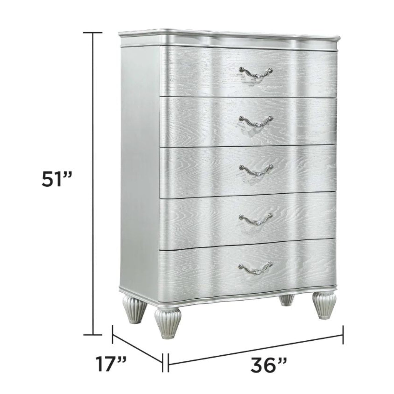 Landmark Wooden Silver Bedroom Set with Upholstered Tufted Headboard 1861