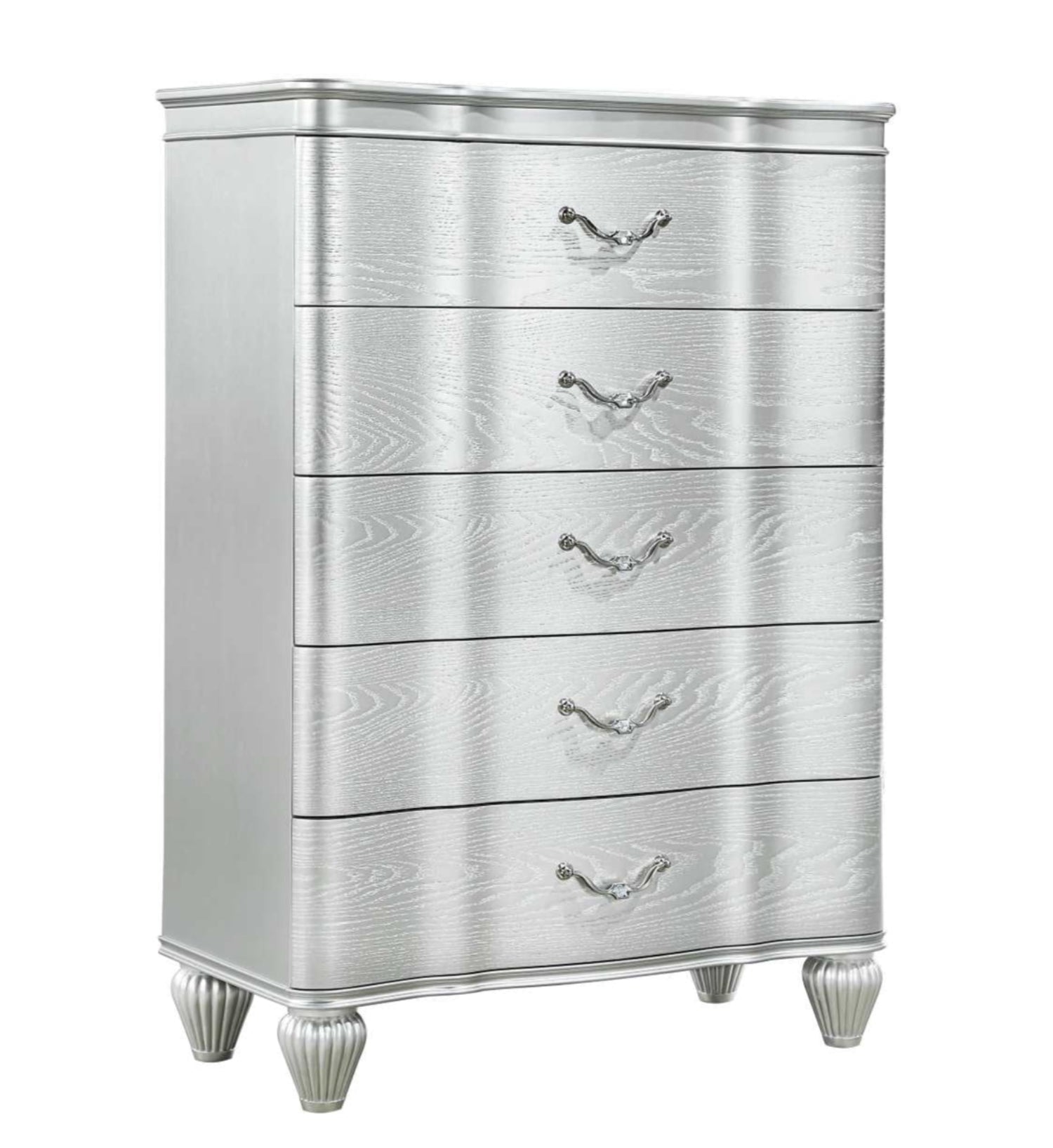 Landmark Wooden Silver Bedroom Set with Upholstered Tufted Headboard 1861