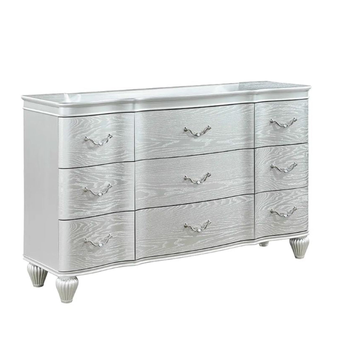 Landmark Wooden Silver Bedroom Set with Upholstered Tufted Headboard 1861