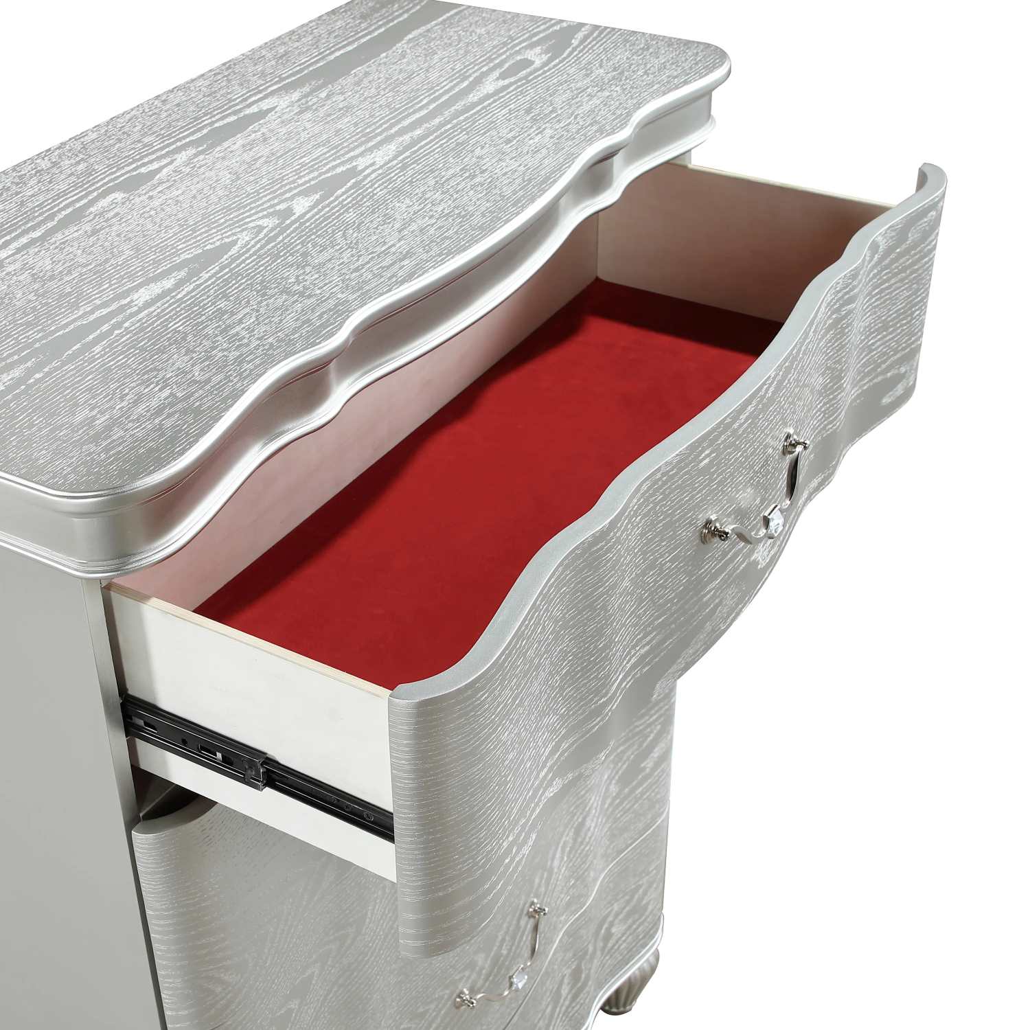 Landmark Wooden Silver Bedroom Set with Upholstered Tufted Headboard 1861