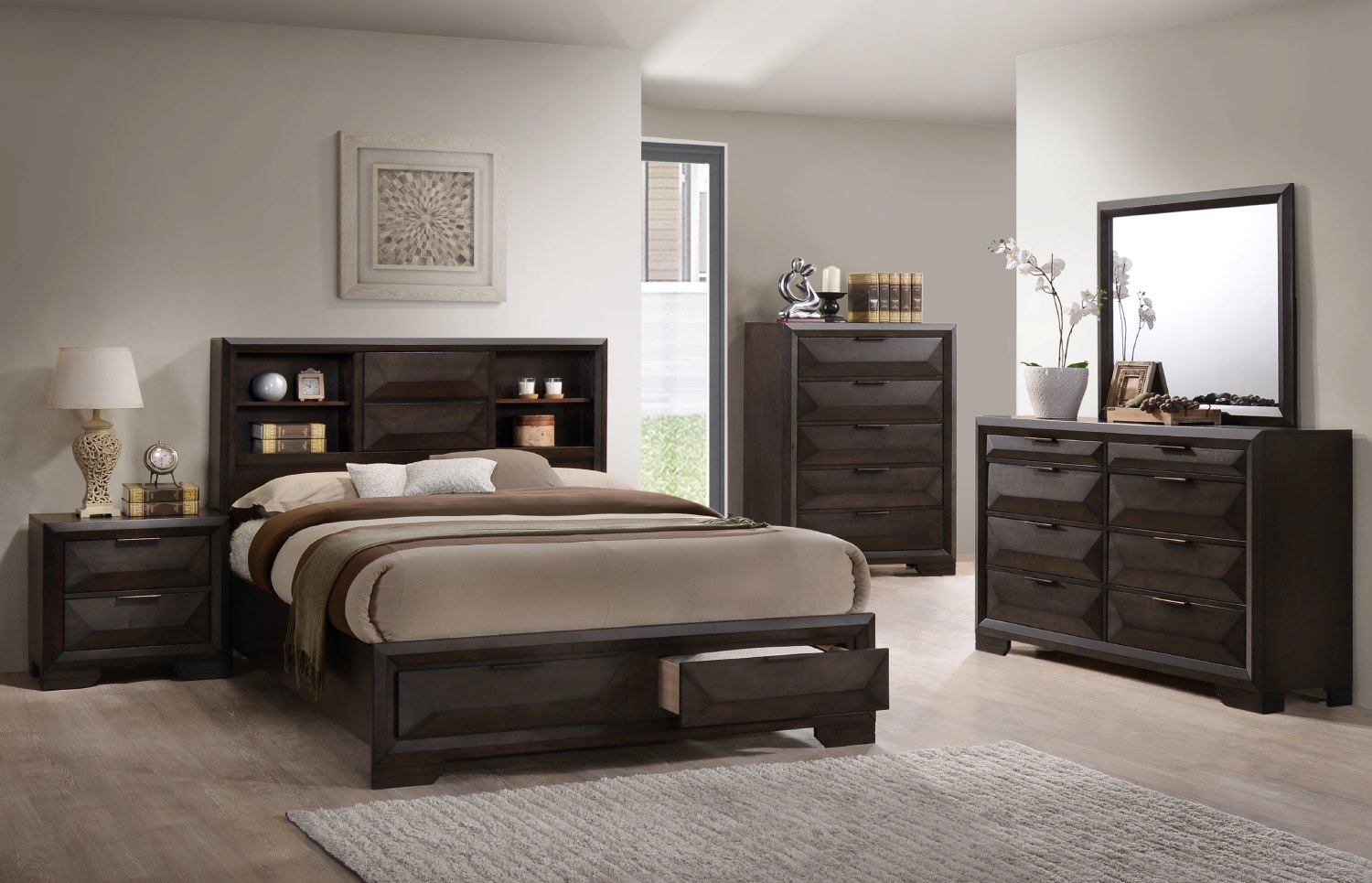 Laura Espresso Wooden Bedroom Set
