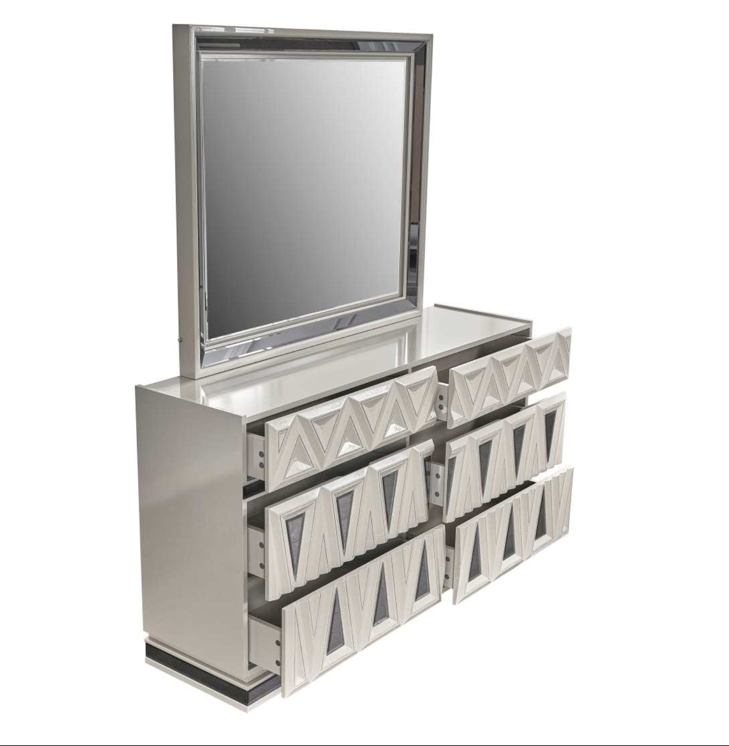 Lavita Grey Dresser & Mirror with Diamond Shaped Drawer Fronts 1741