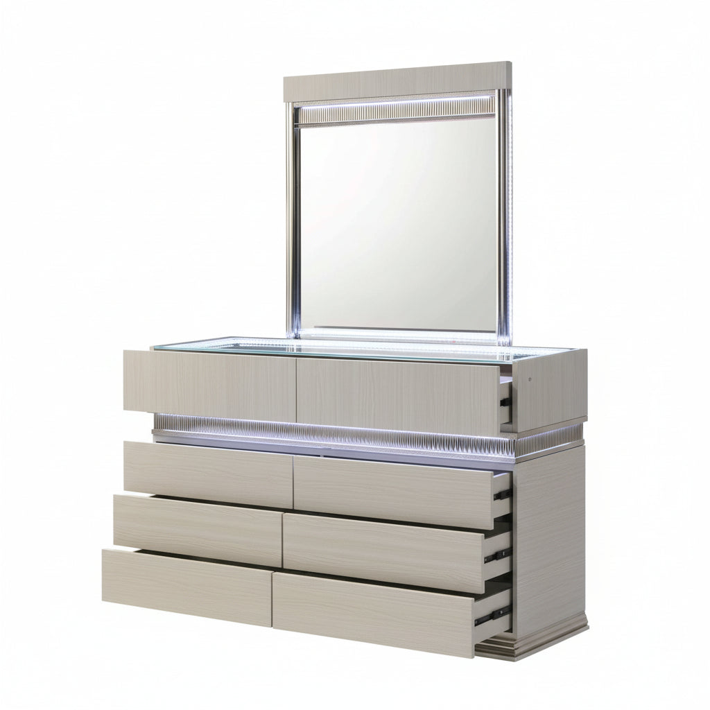 Leonor Light Grey Lacquer Bedroom Set 1981