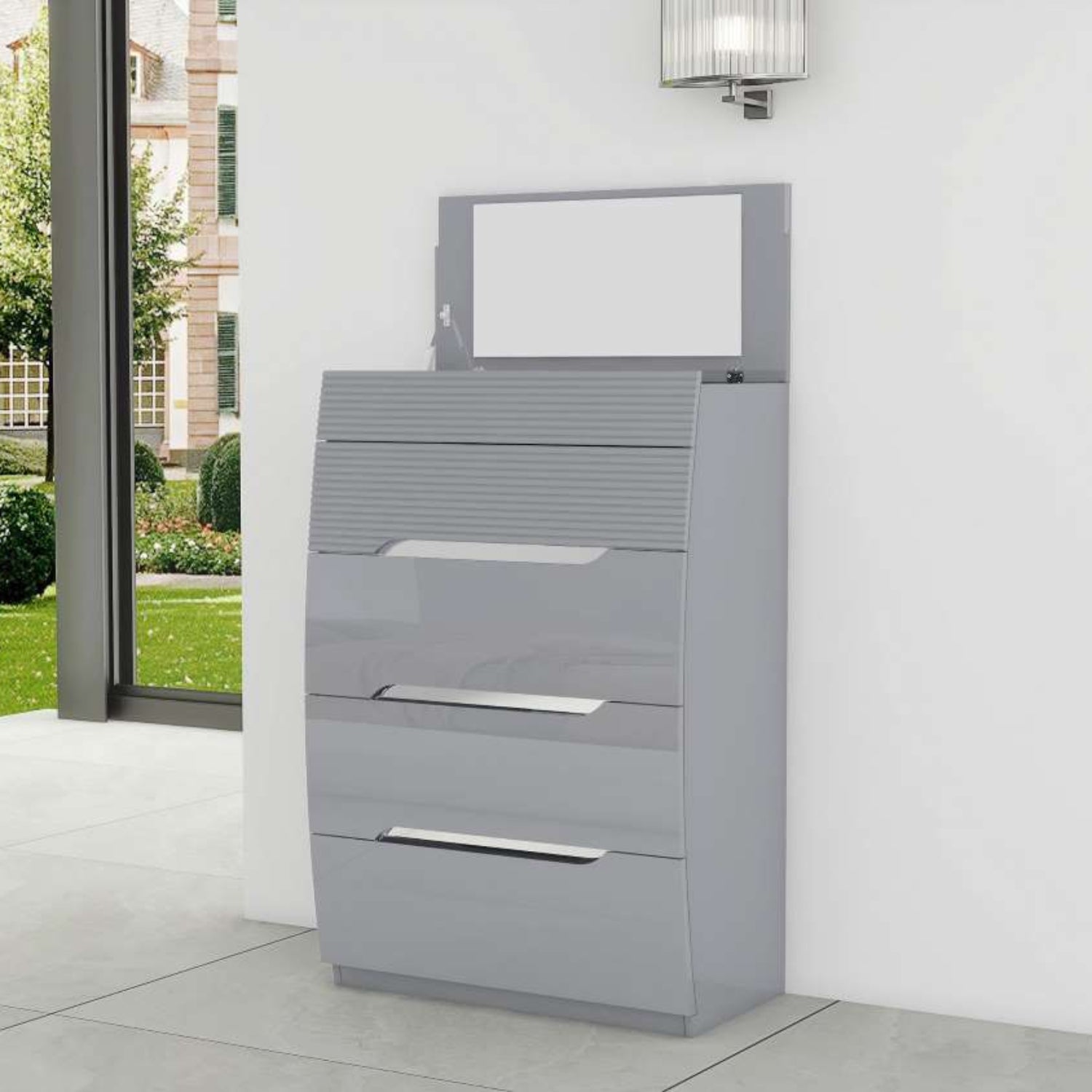 Lessie High Gloss Lacquer Chest Grey SB286CH