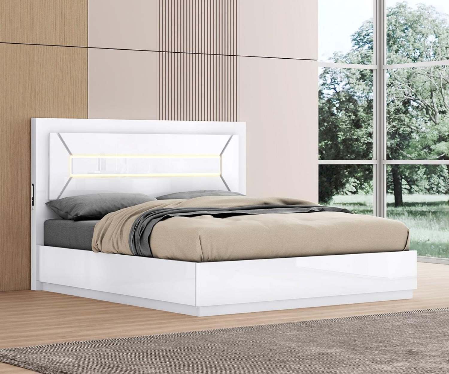 Letty Lift-Up Storage Bed With LED Headboard & USB/USB C Port B130