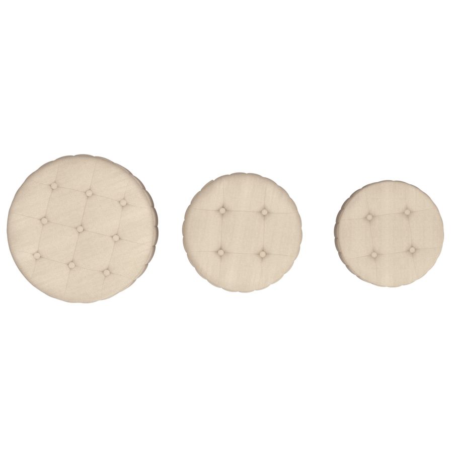 Lexi 3pc Round Storage Ottoman Set in Beige and Black 402-173