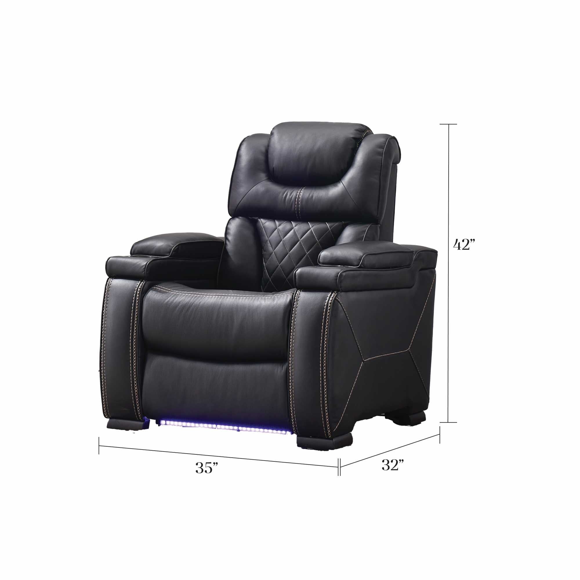 Lexus Power LED Recliner Chair Black 1665