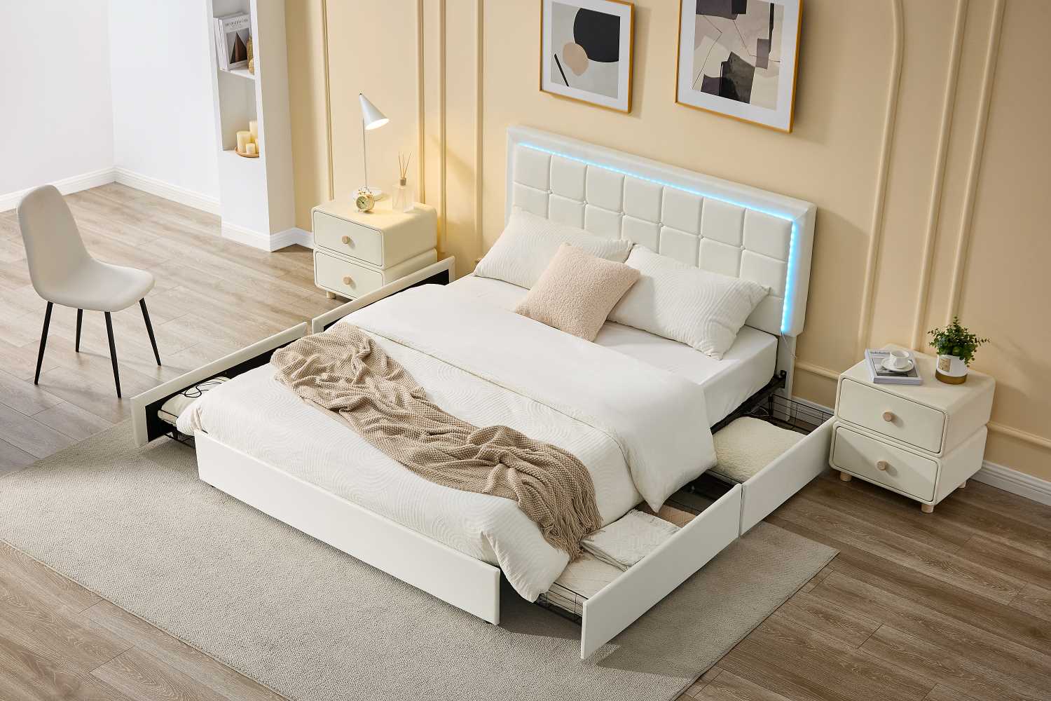 White PU Bed