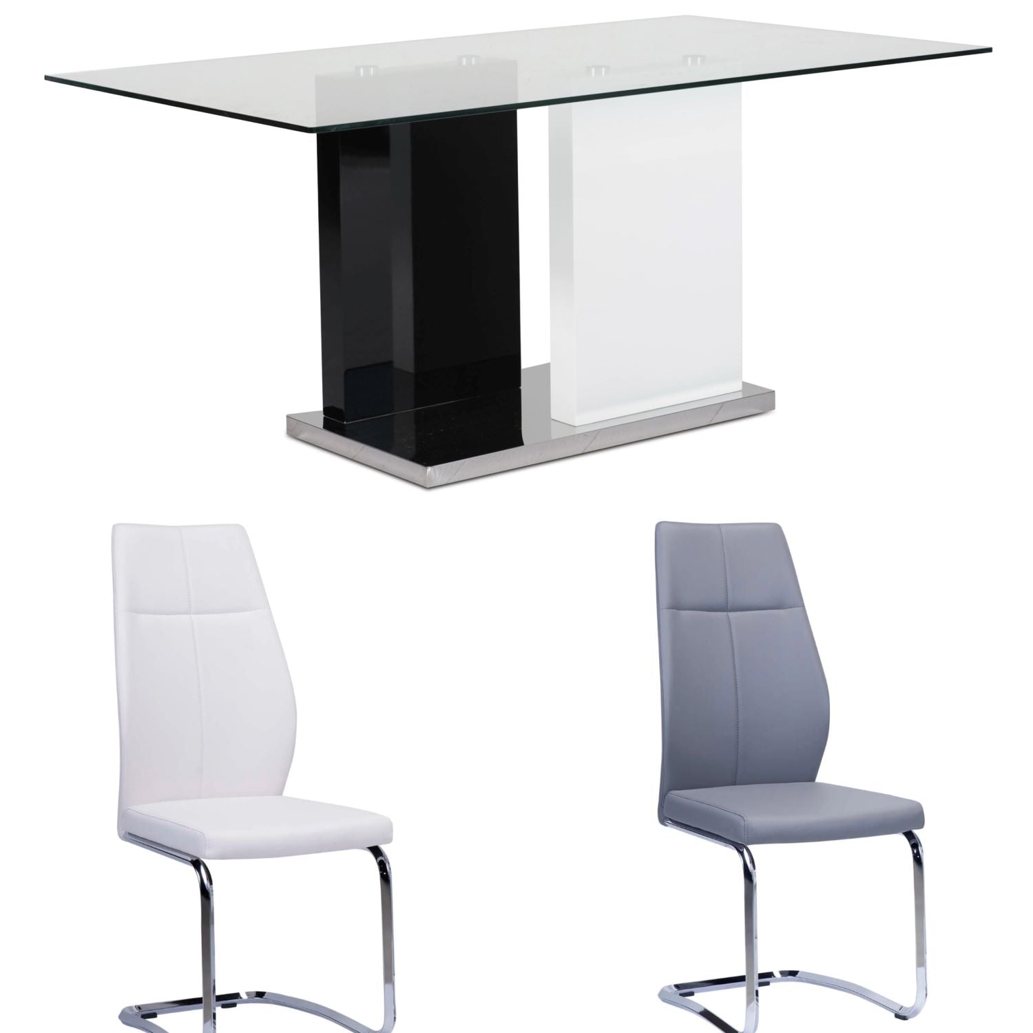 Libra Glass Dining Set With Grey Chairs 6848-67 / 738S1