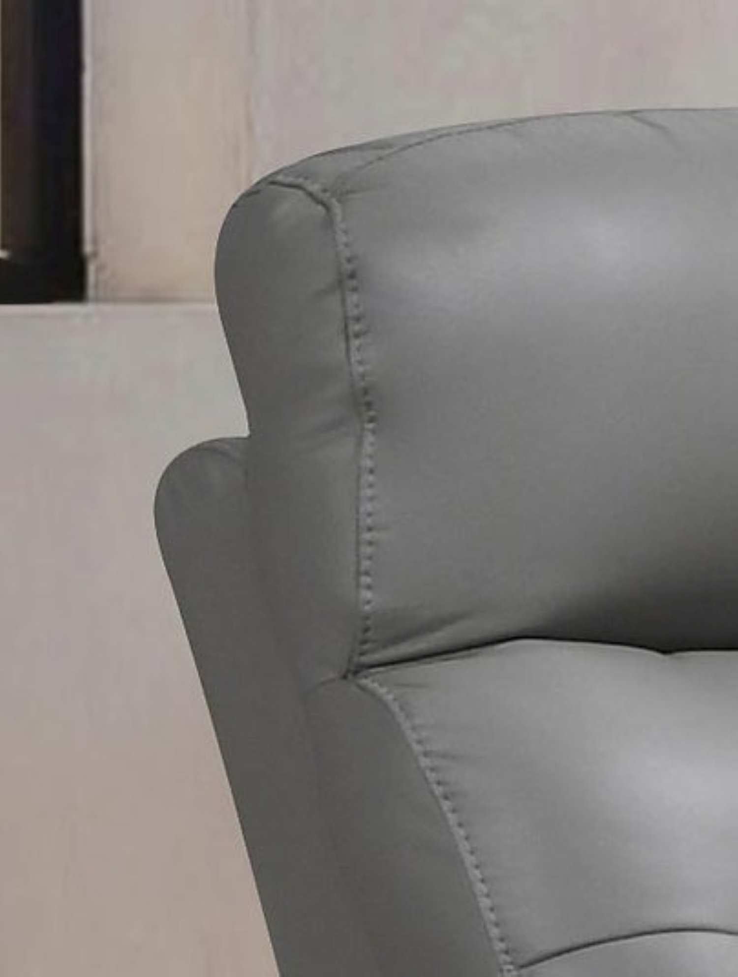 Light Grey Genuine Leather Power Recliner Set 8141