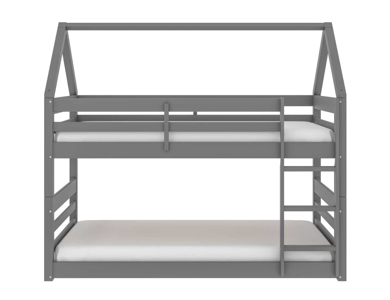 Light Grey Wooden Bloom Single Bunk Bed With Open Roof 2004