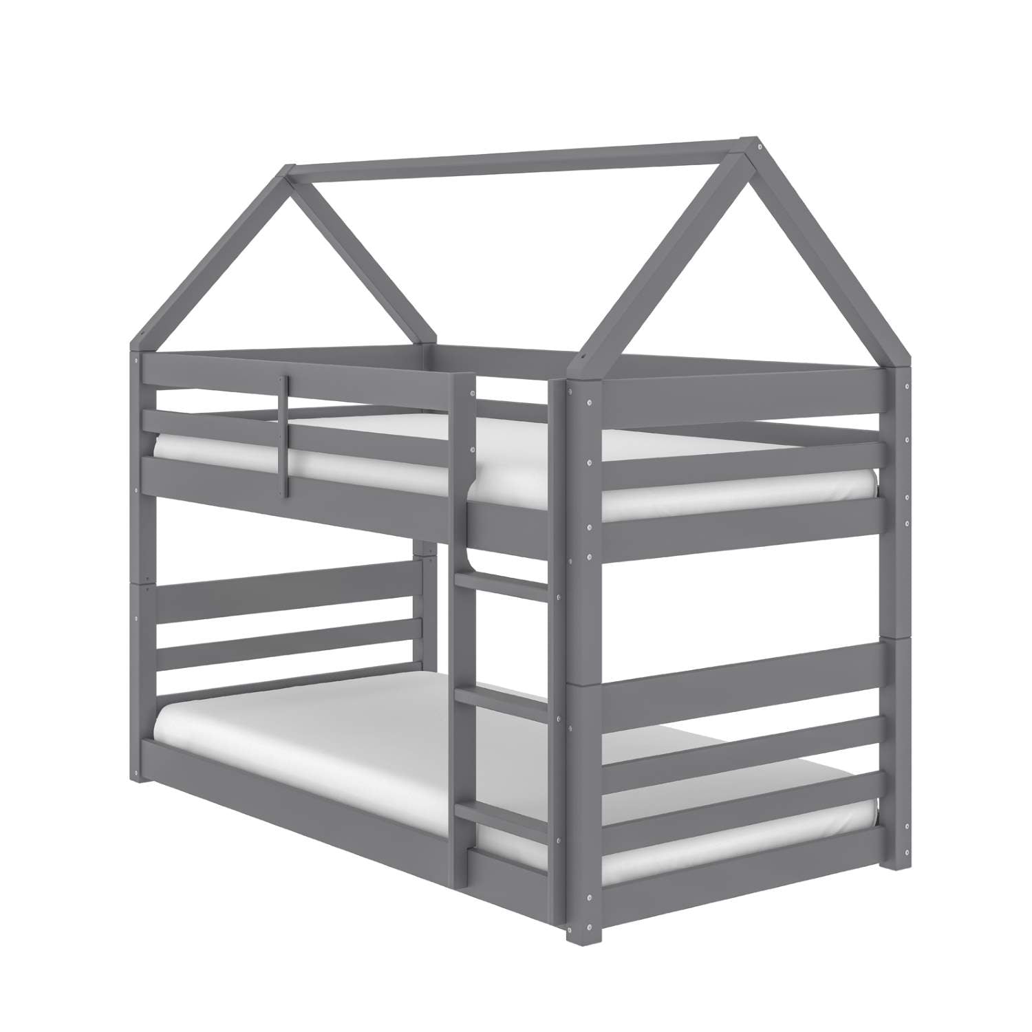 Light Grey Wooden Bloom Single Bunk Bed With Open Roof 2004