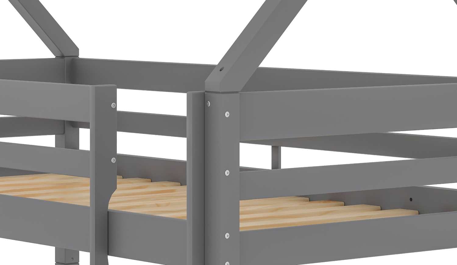 Light Grey Wooden Bloom Single Bunk Bed With Open Roof 2004