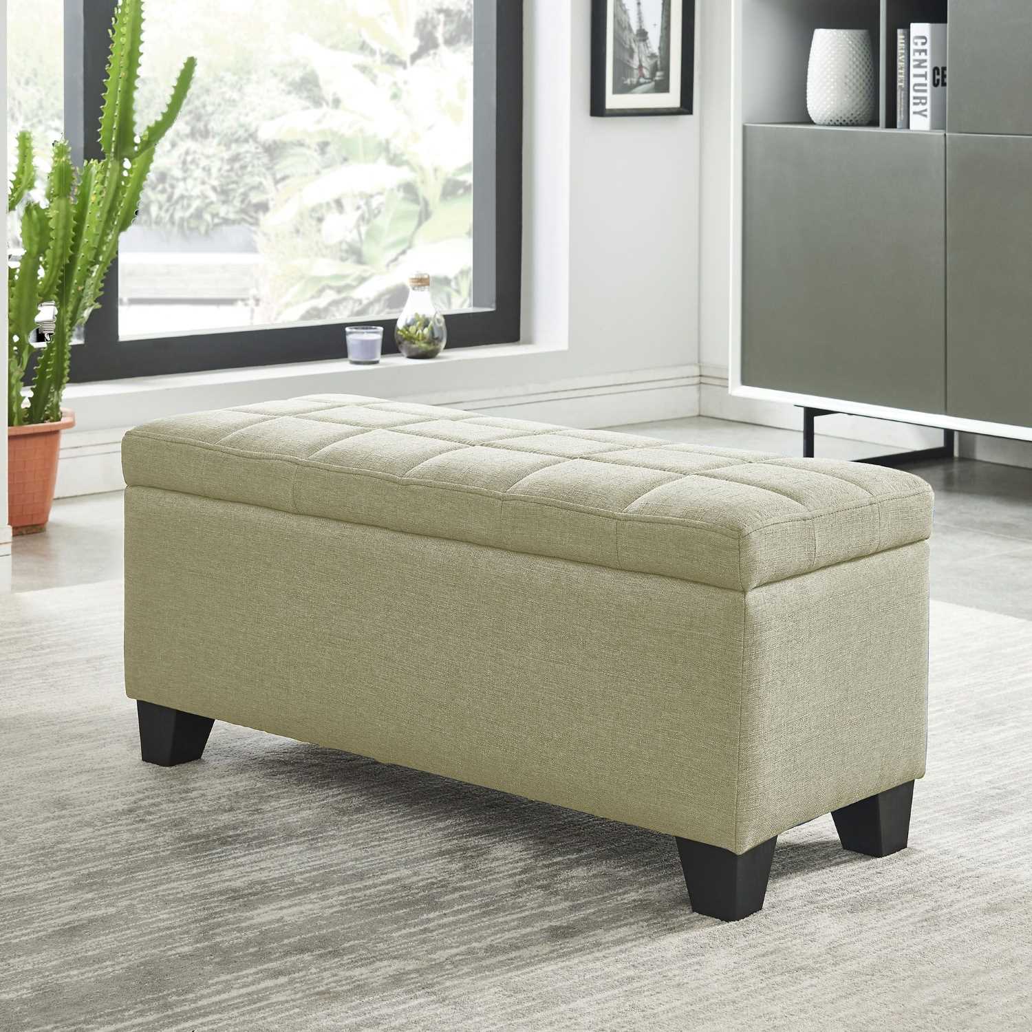 Lila Rectangular Storage Ottoman in Beige 402-777BG