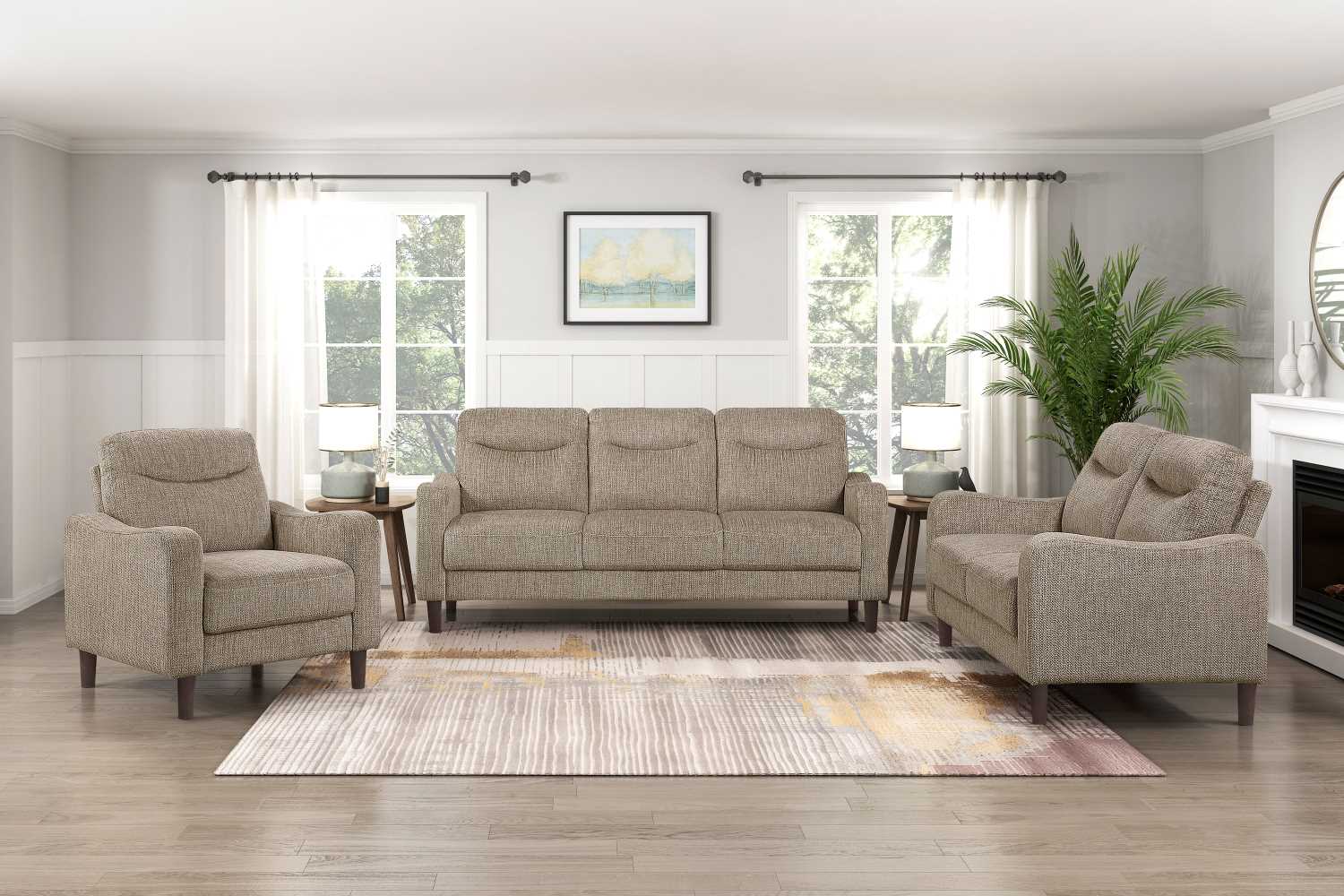 Linden Chenille Fabric Brown Sofa 9180 BRW