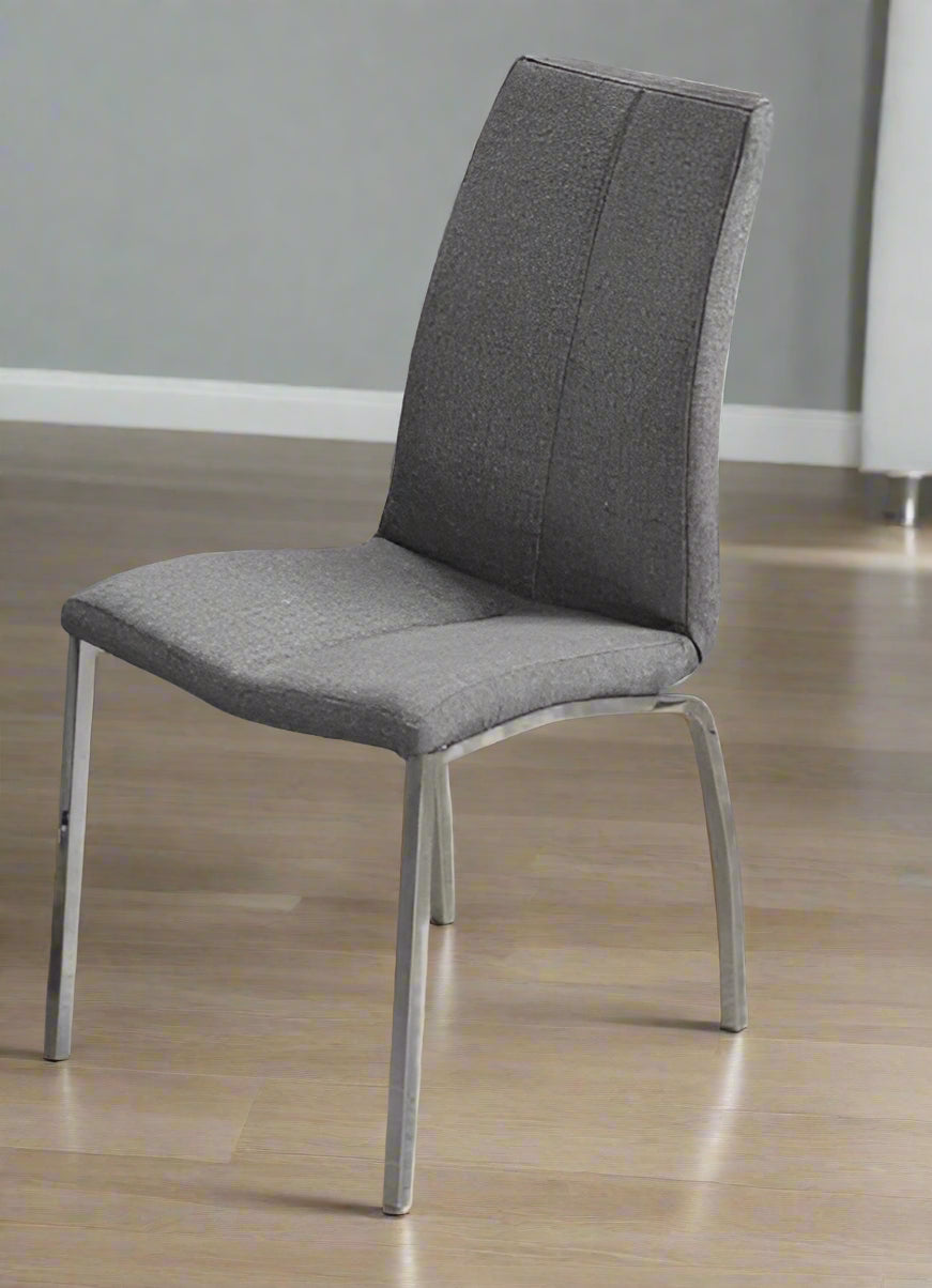 Glass Dining Set With Linen Fabric Chairs Grey T 3465 / 3460