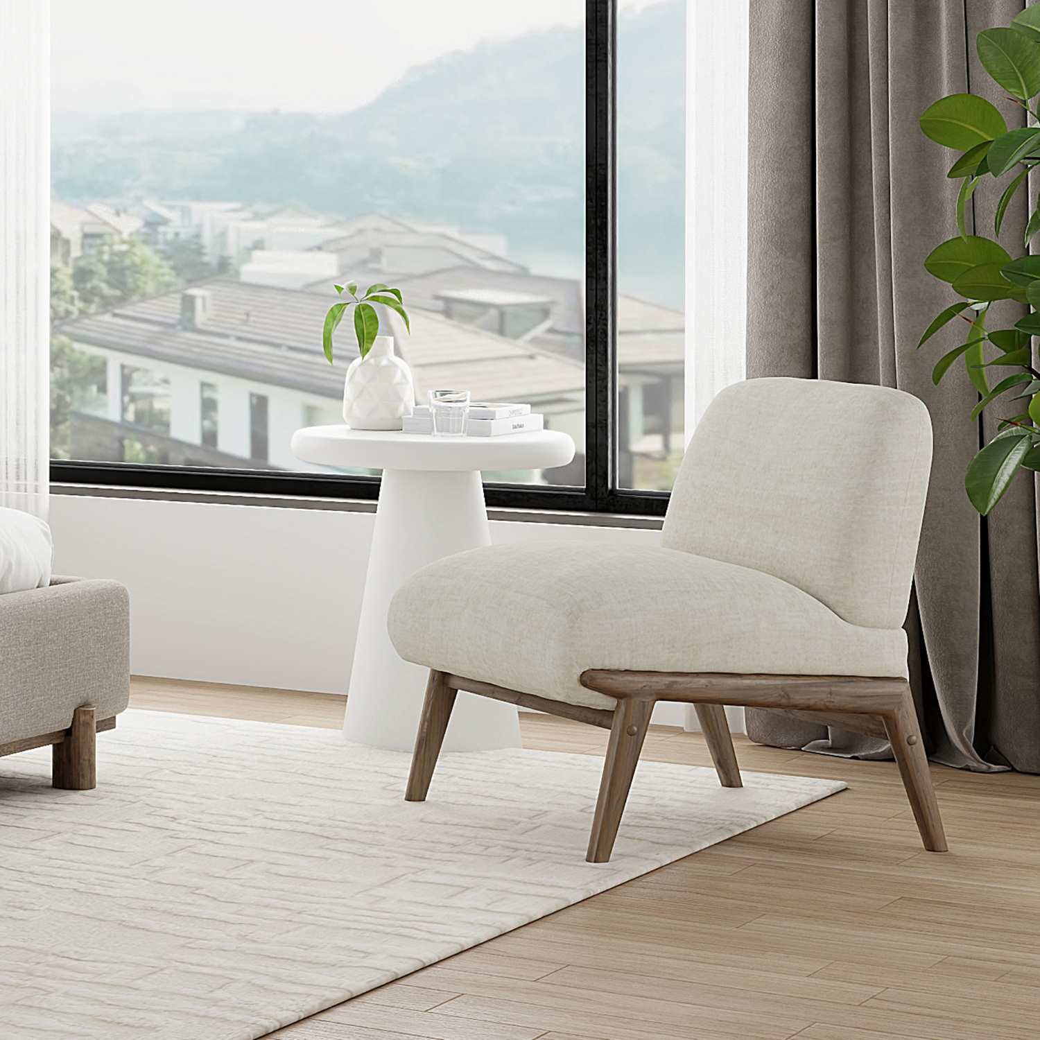 Lisson Accent Chair in Beige & Walnut 403-370BEG