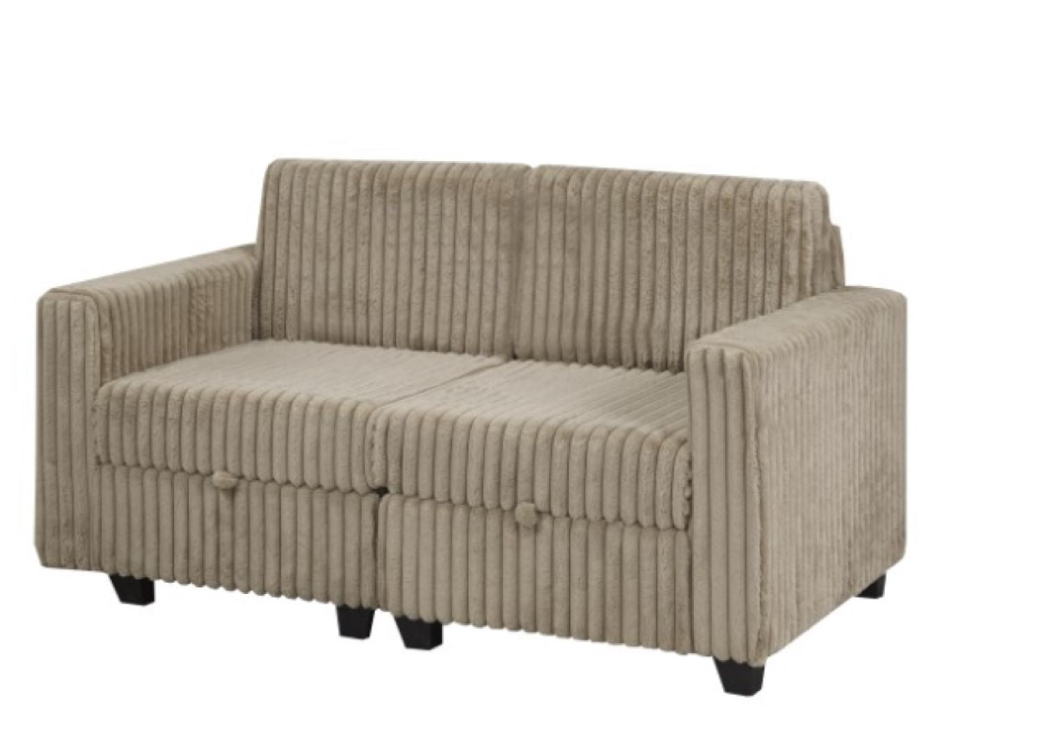 Lotus Corduroy Fabric Modular Storage Sectional Brown 240312