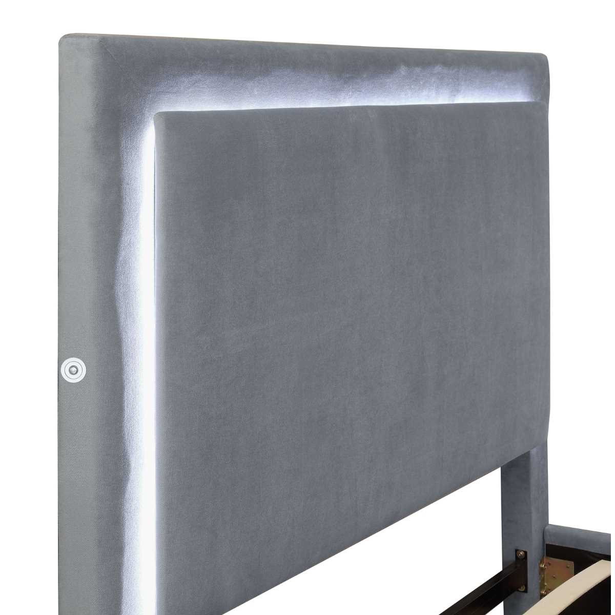 Lumina Upholstered Platform Bed with LED Grey 1991