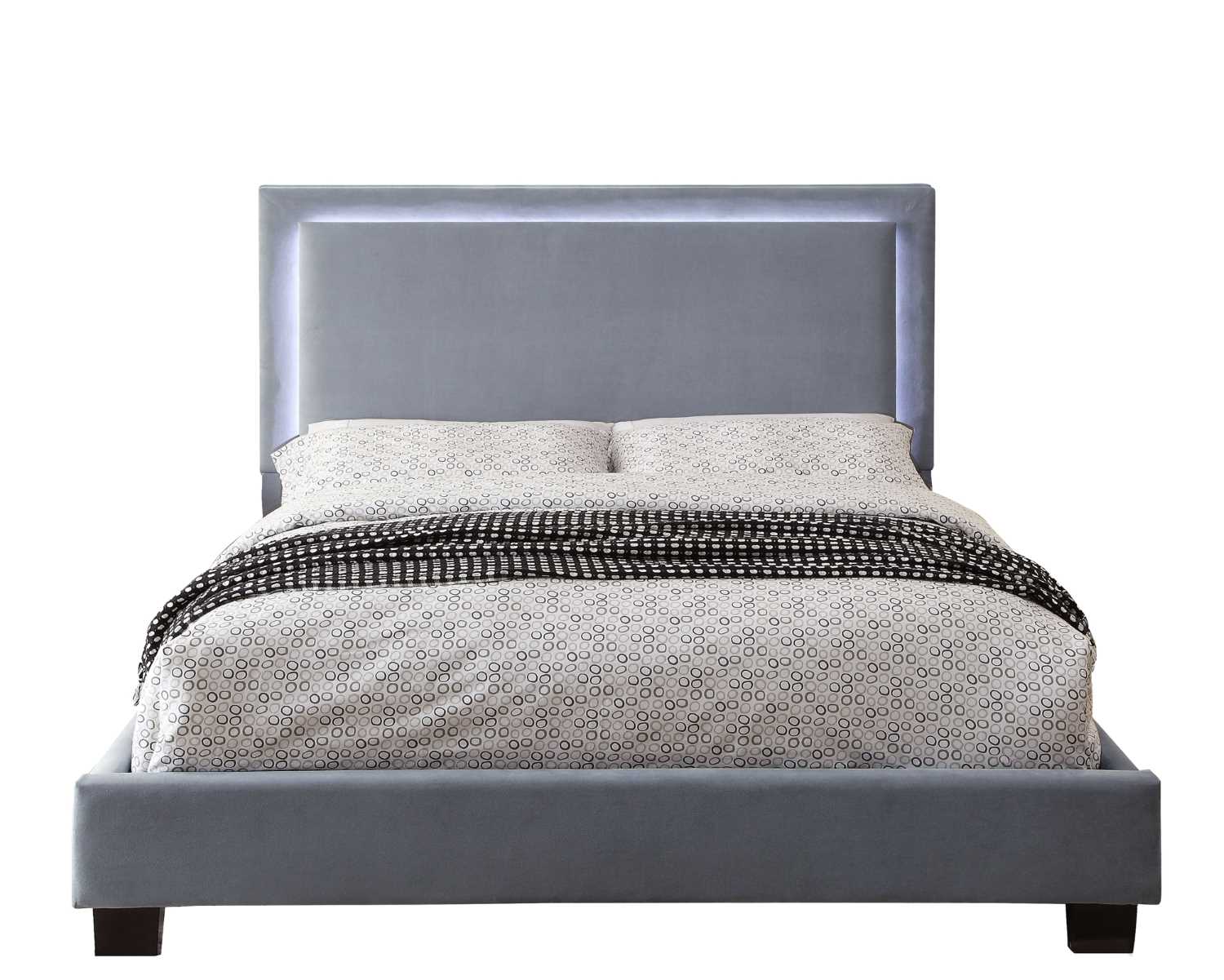 Lumina Upholstered Platform Bed with LED Grey 1991