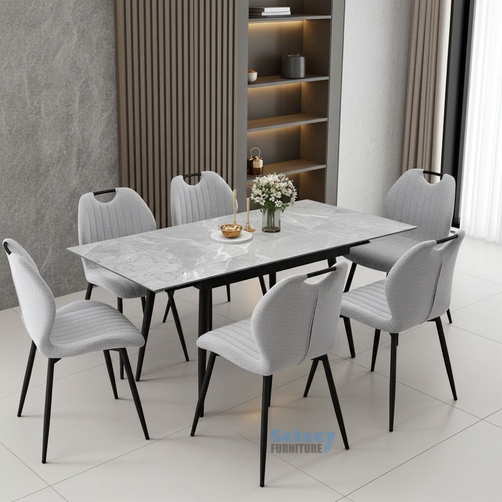 Maria Sintered Stone Extendable Dining Table with 6 Chairs